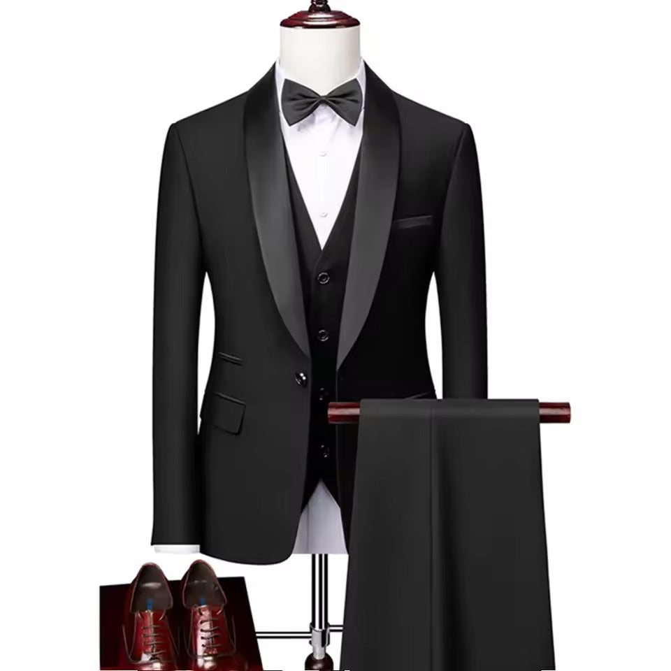 NNEOBA Mens Skinny 3-Piece Tuxedo Set Formal Suit (Black)-0