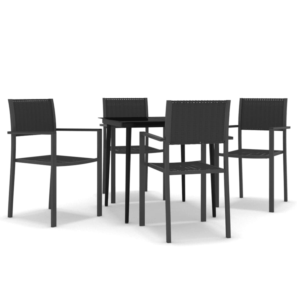 NNEVL 5 Piece Garden Dining Set Black-1