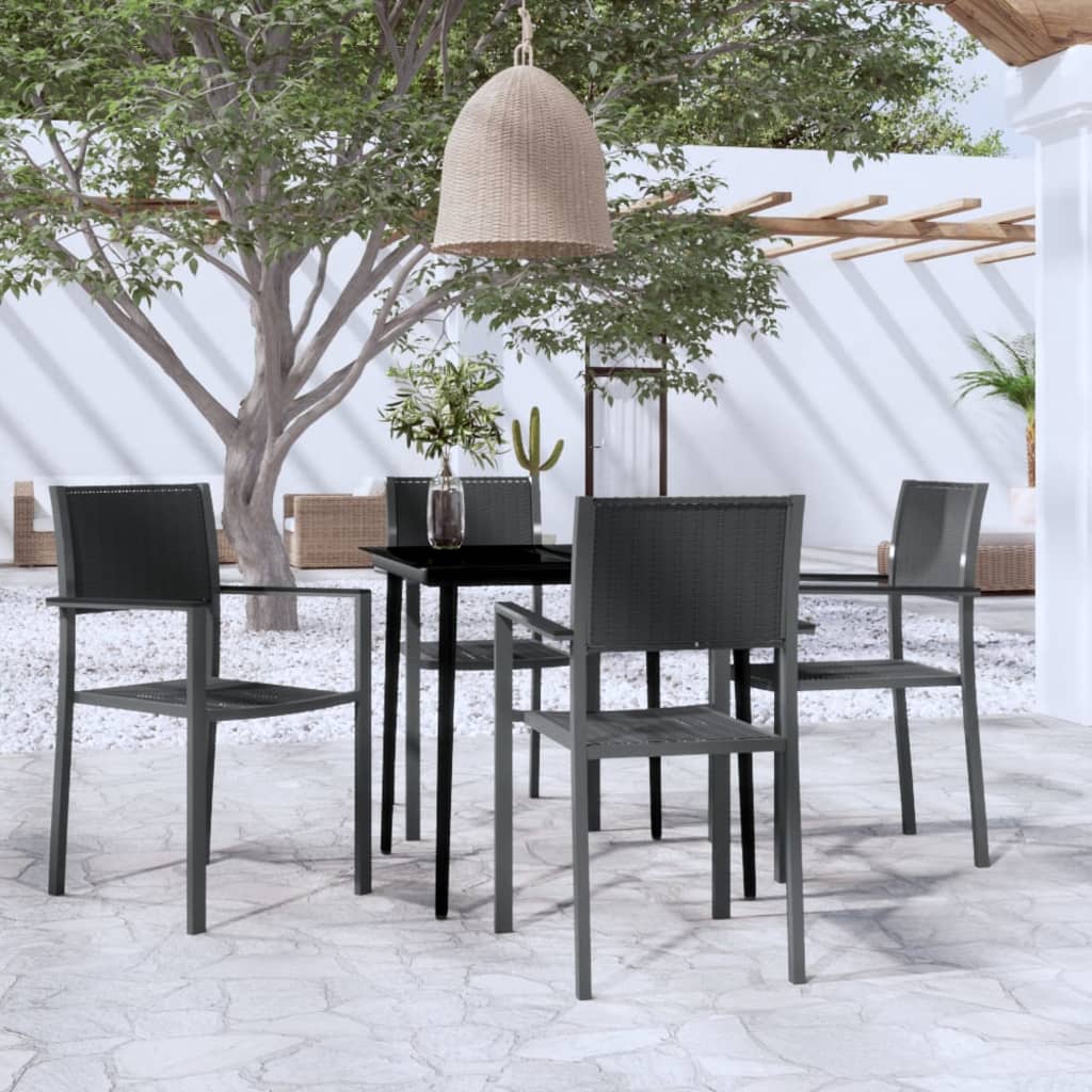 NNEVL 5 Piece Garden Dining Set Black-0