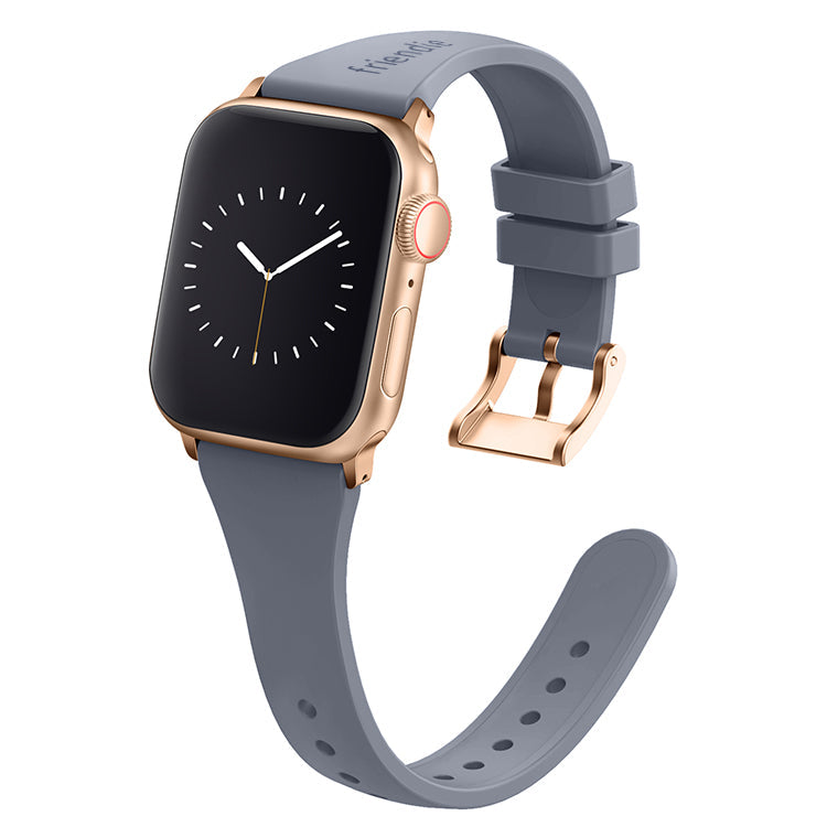 Silicone Band in Stardust Grey with Gold Classic Buckle - The Gippsland - Compatible with Apple Watch Size 38mm to 41mm-0