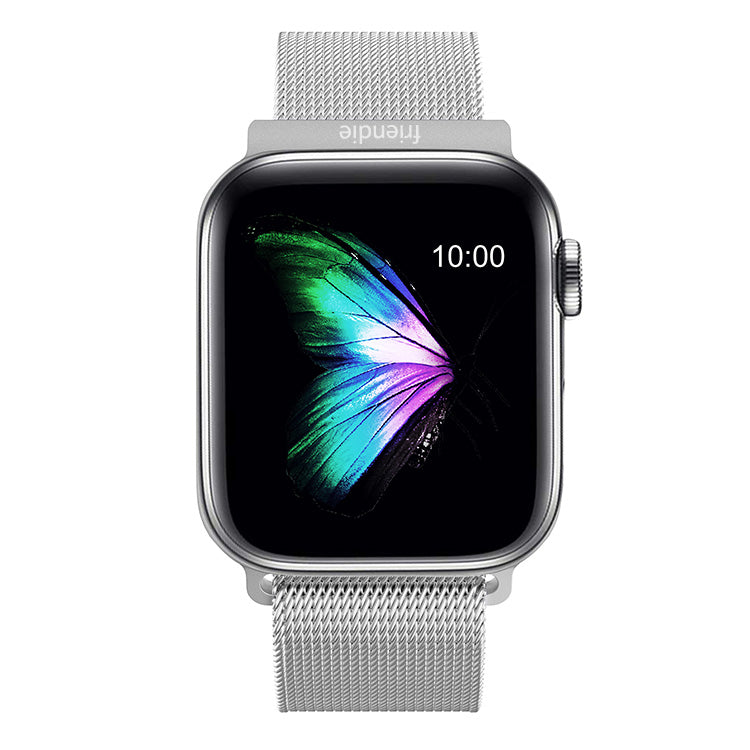 Stainless Steel Link Woven Mesh Infinite Loop Band - The Melbourne in Stainless Steel Large - Compatible with Apple Watch Size 42mm to 45mm-0
