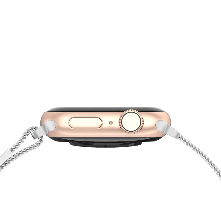 Stainless Steel Link Woven Mesh Infinite Loop Band - The Melbourne in Stainless Steel Large - Compatible with Apple Watch Size 42mm to 45mm-4